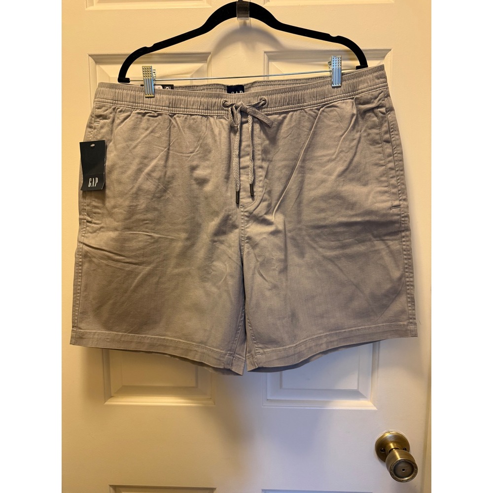 Gap Mens Pull On Shorts Light Gray Elastic Waist Drawstring XXL New